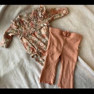 Rabbit + Bear Infant Girl Outfit 0-3 Months